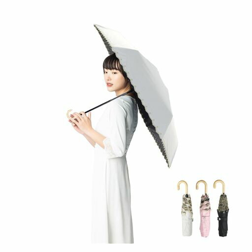 おりたたみ傘レディース日傘uvカット100遮光折りたたみ超軽量かわいい日傘兼用雨傘J型ハンドル210T高密度撥水加工グラスファイバー紫外線カットプレゼントギフト(星柄刺繍・ホワイト)