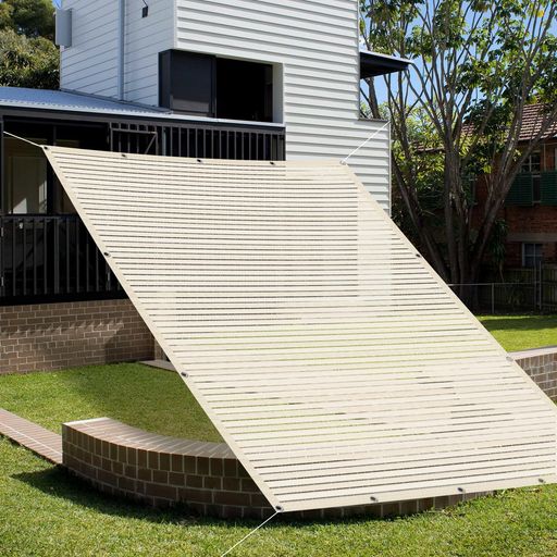 SUNNYGUARD日除けシェード屋外1.8x1.8mアイボリー透かし編みサンシェードオーニグひよけシェードベラン..