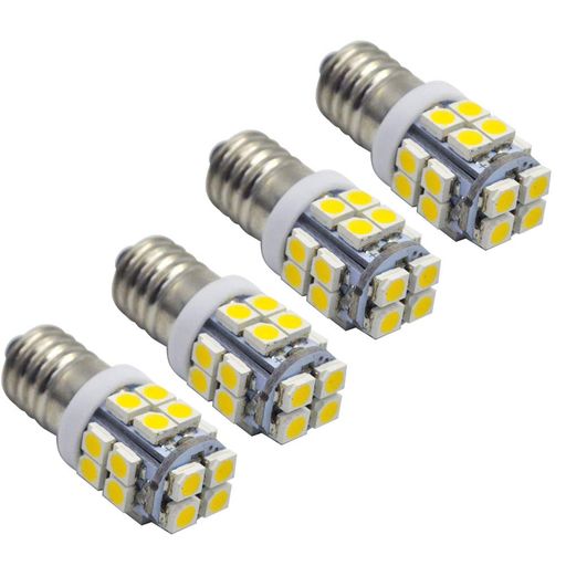樂天商城 - Ruiandsion4個E10ベースLEDアップグレード電球12V1W交換用ヘッドライト懐中電灯トーチ電球、4000Kウォームホワイト