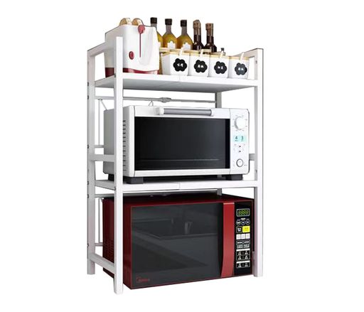 QD-WST レンジ上ラック スチールラック 幅(42-64cm)伸縮式 荷重30kg レンジ台 キッチン収納棚 棚板高さ調節可能 ホワイト 二層式 79*42*36