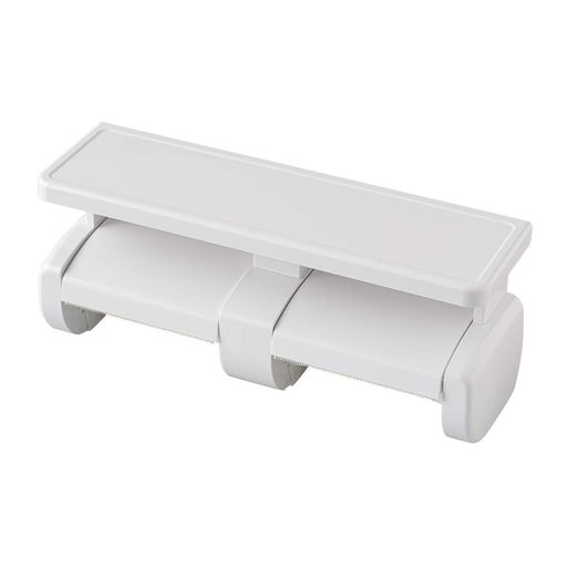 Holder - オーエペーパーホルダー白縦10.2x横33.6x高さ14.5cmトイレ棚付き2連ウェイト式重り式かんたん片手カット簡単取り付け