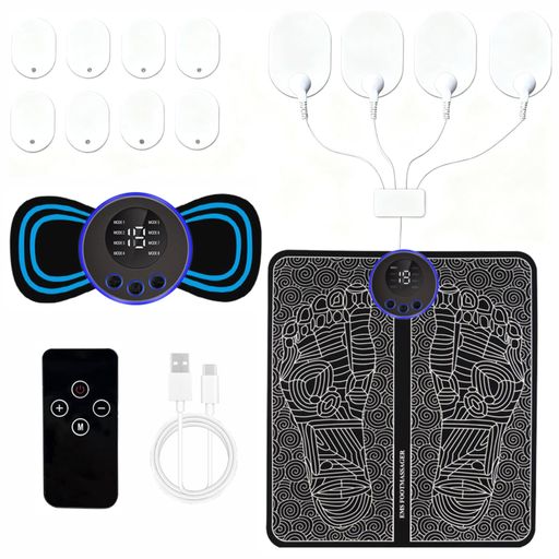 FreconEMSフットマット足フットフット足ツボ足裏ケア足リラクセーションフットトレーニング8種類モード19段階強度パネル&リモコン操作Type-C充電式コンパクト日本語取扱説明書