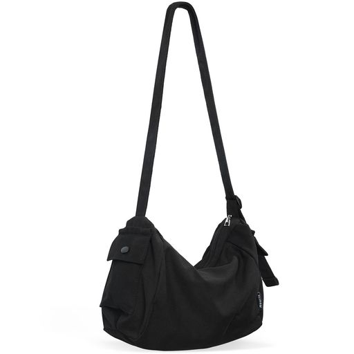 [Neurix]斜めがけショルダーバッグ肩掛け帆布レディーストートバッグキャンバスa4大容量ファスナー付きメンズレディースおしゃれかわいい軽量シンプル無地買い物旅行通勤男女兼用(ブラ…