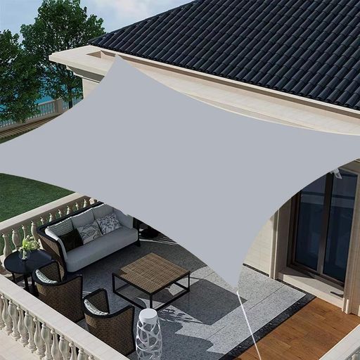 Foxdebanサンシェード雨除け日除け大型オーニングシェード目隠しシート98%UVカット撥水加工ベランダ・庭・窓用【2025新改良工場直売】(グレー3Mx4M)