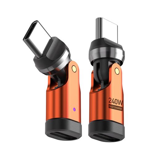 USB-C 変換アダプタ PD240W 540°回転可【2個セット】タイプC l字変換アダプタ 急速充電可 データ転送可 片MacBook Pro/Phone15/15 Pro/16/16 Pro/Galaxy/Google Pixel対応 (2)