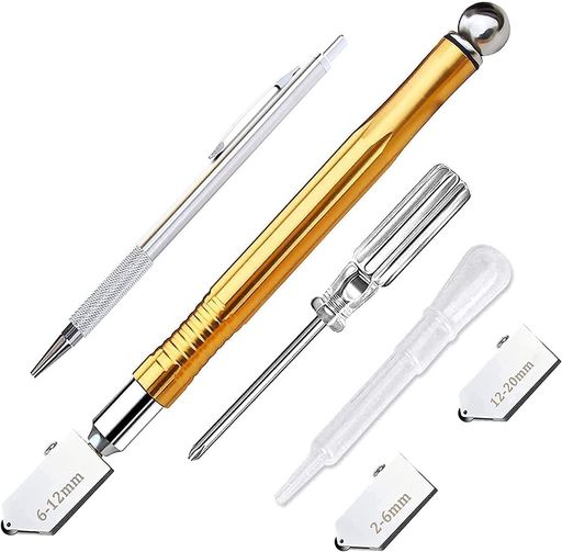 乐天商城 - KEWAYO6個セットガラスカッター超硬硝子切りミラータイルカットガラスカッターヘッド2-6mm、6-12mm、12-20mmオイル補給のガラスカッター切削工具