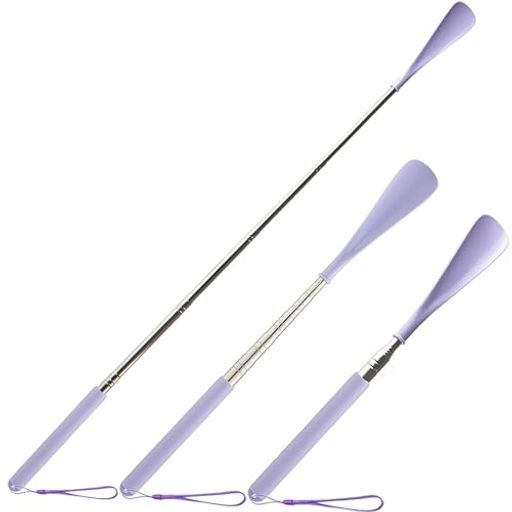 [TONG YUE] 靴べら 携帯 伸縮可能 ロング 靴ベラ おしゃれ 軽量 耐久性テンレス 29-71cm 男性 女性 子供 高齢者用 くつべら (Purple)