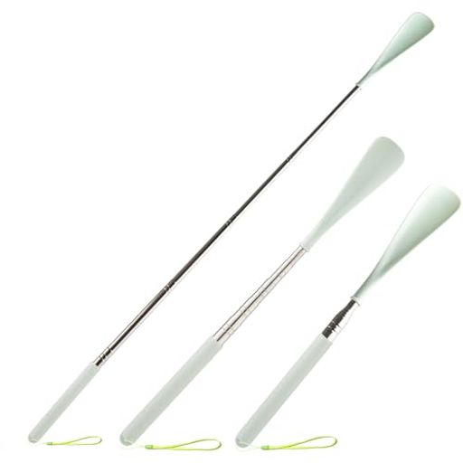 [TONG YUE] 靴べら 携帯 伸縮可能 ロング 靴ベラ おしゃれ 軽量 耐久性テンレス 29-71cm 男性 女性 子供 高齢者用 くつべら (Green)