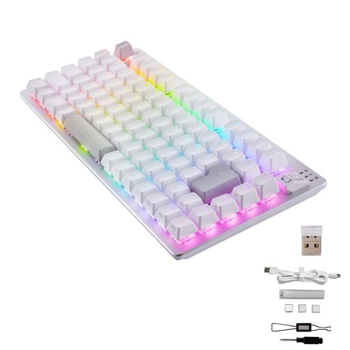 エレコム ゲーミングキーボード V custom VK520 Bluetooth 2.4Ghz無線 有線 着脱式 メカニカル 75%サイズ ホワイト TK-VK520LWH