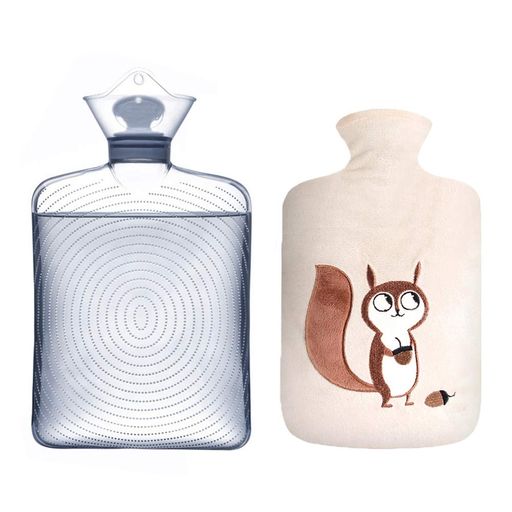 TONGMO湯たんぽかわいいカバー付き容量1.8Lエコ湯タンポお湯入れ電気不要柔らかゆたんぽ防寒グッズあったかグッズ足冷え対策生理期最適(リス#2)