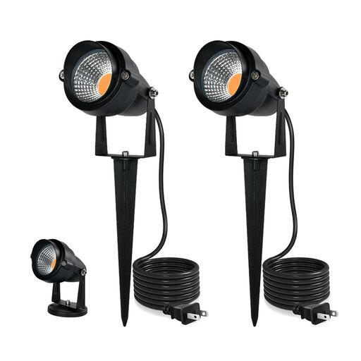 Lights - [2025年改良]LEDガーデンライト電球色2700K10W防水屋外用ライト1280ルーメンガーデンスポットIP66防水庭園灯上下左右に回転可能芝生風景ライト、地中埋込型&壁掛け式二通り取り付け方法