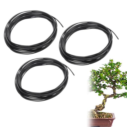latikaly盆栽用針金園芸用アルミ線3個セット1mm/1.5mm/2mm長さ各5mアクセサリービーズ手芸園芸盆栽用結束家庭菜園(ブラック)
