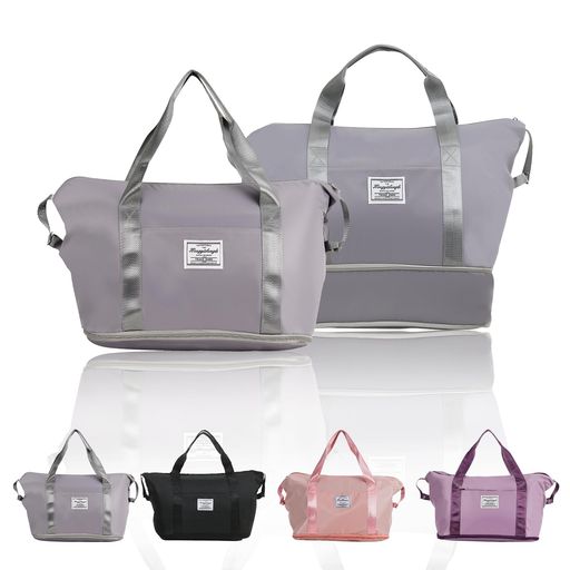 【商品仕様】容量:35L-55L。サイズ:約 幅41x奥行21x高さ30cm、拡張時高さ41cm。重量:約0.36kg。底部ファスナーで容量を拡張可能。 カラー:グレー。旅行やジム、出張など幅広いシーンで使いやすいボストンバッグです。 【軽量で持ち運びやすい】本体は軽く、手持ち・肩掛け・斜め掛けに対応。荷物が多い日でも移動しやすく、サブバッグとしても便利です。 【整理しやすい収納力】メイン収納に衣類やタオル、小物をまとめて収納可能。1泊から2泊程度の荷物を入れやすく、普段使いから短期旅行まで活躍します。 【撥水生地で日常使いに便利】ポリエステル素材を採用し、水滴や汚れが付きにくい仕様。突然の小雨やジム帰りなど、毎日の持ち歩きにも使いやすい設計です。 【キャリーオン対応】背面の固定ベルトでスーツケースのハンドルに装着可能。旅行、出張、修学旅行、スポーツ、アウトドアまで家族で使えるシンプルなデザインです。