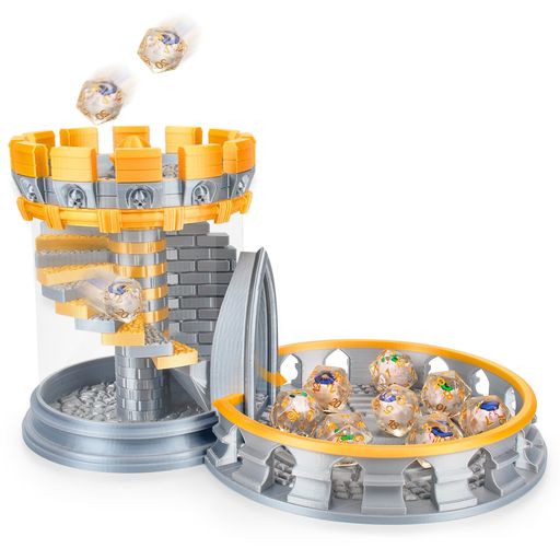 ByhooD&D用ダイスタワーセット(騎士の栄光デザイン)拡大ベース搭載・透明窓付き収納|PLA素材製ポータブルダイストレイ対応テーブルトークRPGアクセサリー