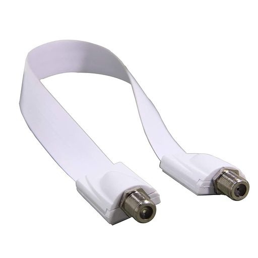 フラット電源線Fメスコネクタ防犯カメラ延長コード27cm隙間ケーブル室内窓戸屋外用アンテナ地デジ/BS/CS対応F型サッシ/窓用(ホワイト)