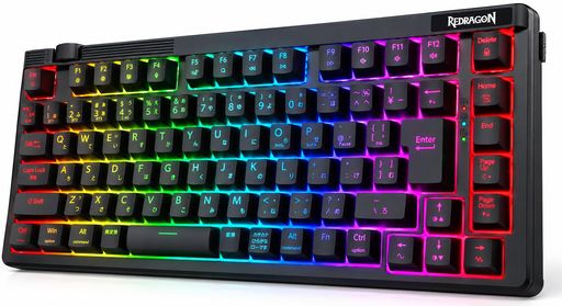 Redragon K757 ワイヤレス ゲーミングキーボード JIS日本語配列 赤軸 75% テンキーレス ノブ搭載 ホットスワップ ガスケット構造