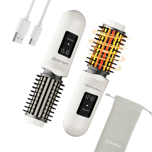 ヘアアイロン商品仕様温度調節範囲:170/190/210°Cの3段階調整プレート材質:電気石MCHセラミック熱伝導直径:22mm~26mm電源:5200mAhリチウム電池主な機能:負イオン、デジタル温度表示、30秒速熱、15分無操作で自動オフ、付属品:取扱説明書(日本語)収納バッグコーム1個クリップ2個。忙しい朝でも、旅先でも、傷めない美髪を。ご家族皆様の、頼れるスタイリングパートナーとして、このロールブラシアイロンめいたします。 空研ぎ、個人、業務、アマチュア カーリング 軽量ワイヤレス、どこでも簡単造型:このヘアアイロンブラシは、スマホ並みの225.5gで長時間使用も手が疲れず、ワイヤレス設計なら自宅・車中・寮はもちろん、出張・旅行やデートの救済、昼寝後のヘア整理にも対応。付属の収納袋入りで持ち運びも便利。初心者でもワンカールで簡単に理想のスタイルを完成できるブラシ型ヘアアイロンです 30秒急速予熱、ヘアダメージ低減:朝の忙しい時間も待ち時間ゼロ。