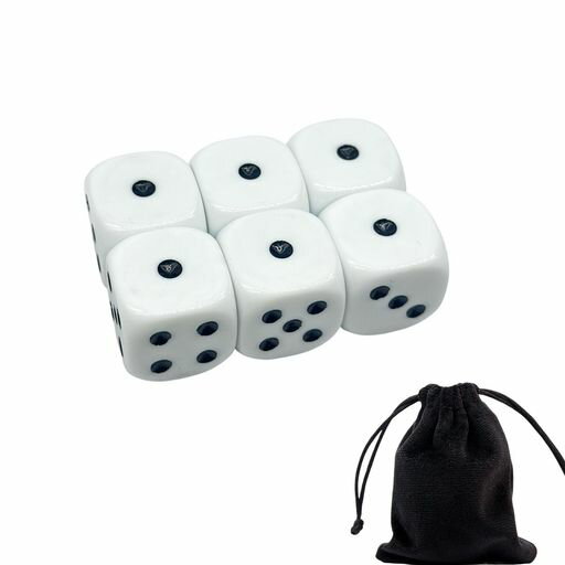 DFsuccesサイコロダイス六面6個カードゲームボードゲーム白色収納袋付き(ホワイト6個)