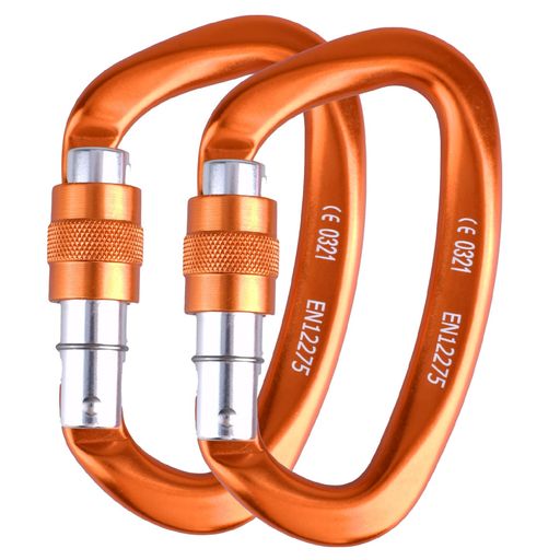 YAPJEBカラビナ25kNCE認証Dリングロックカラビナ軽量登山クライミングハンモック犬リード用懸垂下降牽引用(オレンジ)