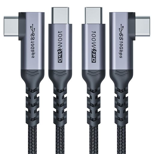 直角2m USB CからUSB Cケーブル100W 2本、USB 3.1 PD急速充電ケーブル