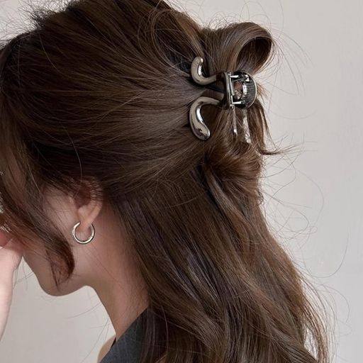 Briskyjpヘアクリップ小さめ6cmしっかりとまるクリップバンスクリップヘアアクセサリー金属製バナナクリップ大人向け韓風シンプルオフィスレディース重量であり髪留め髪飾りグレー