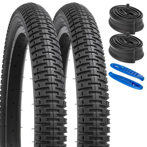 YunSCM2本セット202.125タイヤ20x2.12557-406自転車タイヤ+20x1.75/2.125チューブ米式バルブ32mm+タイヤレバ適用20インチ2.125子供用自転車Y-1110(4.0)