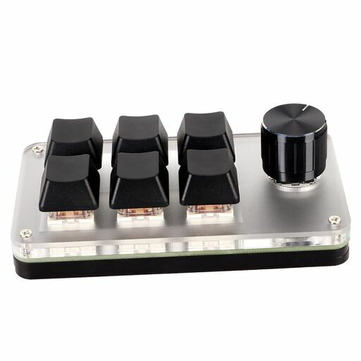 片手キーボードマクロキーボードメカニカルキーボードプログラマブルキーボード赤軸左手デバイスポータブルosu音量調整ショートカットキーボード片手有線(6つのキーと1つのノブ)