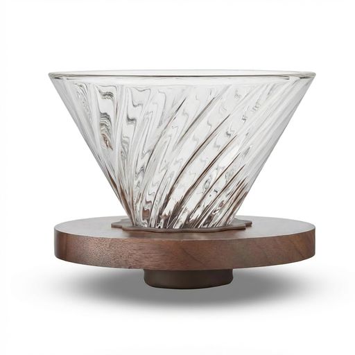 FGIUKCV60コーヒードリッパー02耐熱ガラス木製ホルダー円錐コーヒードリップ1~4杯用取り外し可能キャンプアウトドアカフェ喫茶店