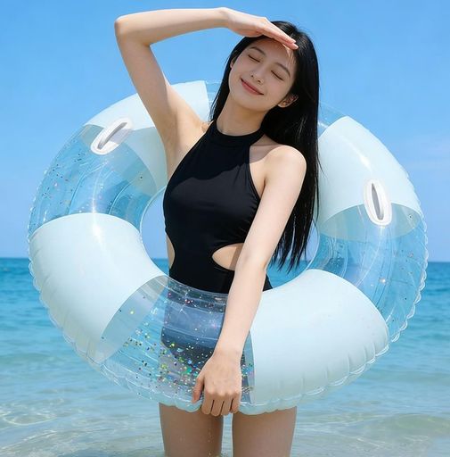 ZOUZJUN 浮き輪 90cm 100cm 便利な持ち手付き かわいい白い花 浮輪 フロート大人用 大きい 半透明の色の浮き具 キラキラ スイミング 海 プール 海水浴 ビーチ 夏休み 海外 旅行 アウトドア レか…