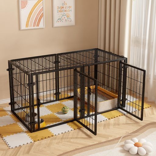 無 【広いスペース・屋根面付き】犬が自由に動き回れる広い室内空間。広々としたリビングスペースは、ペットの行動エリアを区別し、ペットが自由に動けるようにするために使用できる。屋根面付き、犬・猫兼用、ペットの脱獄や脱走を防ぐ。 【高品質】高品質の素材を使用、表面は磨耗や錆に強い塗装が施されている、厚く補強されたフレームは、犬が噛んだり曲がったりするのを防ぎます、頑丈で耐久性がある。 【組み立て簡単】組み立て簡単、説明書に従ってフェンスを取り付けるだけです、必要に応じて様々な形状に組み立てることができる。使わないときは分解して積み重ねることができ、場所を取らずに隅に置くことができる。 【多機能デザイン】敷居のない玄関ドアは、ペットが自由に出入りできる。ラッチは自動的にロックを落とすことができ、開閉が簡単で、愛犬の脱獄を防ぎます。スナップファスナーで固定、堅牢かつ安定、複数のフェンスをスプライスして積み重ねて使用することもできる。 【あらゆるサイズのペットに対応】この囲いは、あらゆるサイズの犬だけでなく、ウサギ、猫、アヒルなど、他の動物にも必要に応じて組み立てることができる。さまざまなペットに使用できます。
