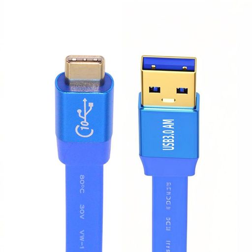 JSER スリム USB 3.0 Type-A オス - USB-C Type-C オス ケーブル 超薄型データケーブル ブルー 10Gbps ノートパソコン、コンピューター、ディスク、SSD、カメラ対応 (50cm)