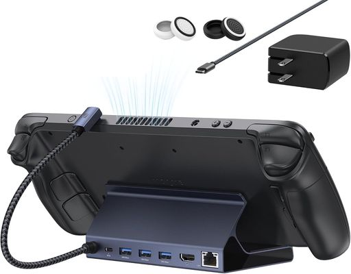 iVANKY ROG Ally/Legion Go/Steam Deck ドックと65W PDチャージャー、HDMI 4K@144Hzギガビットイーサネット、USB-A 3.0、Valve Stream