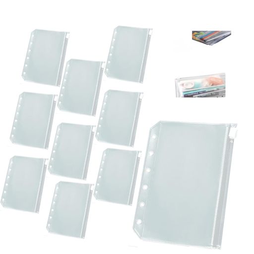 MirhuaA76穴システム手帳リフィルファスナーポケット6穴透明バインダージッパーフ多功能小物収納整理紛失防止超軽量ポータブル一目瞭然ォルダーノートブック(10)