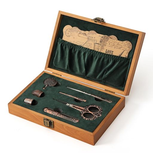 D&D刺繍はさみセット木製ヨーロッパのアンティークヴィンテージ縫製キット手芸用ハサミ糸きりハサミア..