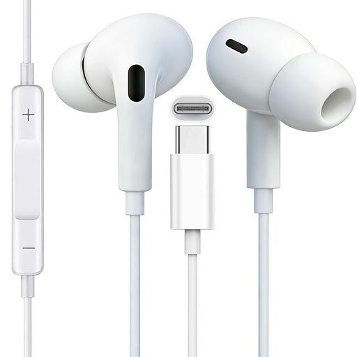 KIOTEET有線イヤホンタイプC2026アップグレードバージョンHIFIマイク付きリモコン音量調節絡み防止0遅延人間工学防水高耐久iPhone15/16/17AndroidiPad対応ホワイト