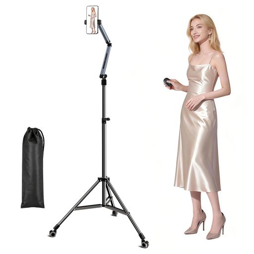 樂天商城 - Blissfuhueスマホスタンド三脚360°調整+183cm伸縮万向輪付き+10mリモコンコンパクト折りたたみアルミニウム製ビデオ/vlog/配信/自撮り/家庭用スマホ三脚携帯対応三脚コンパクト