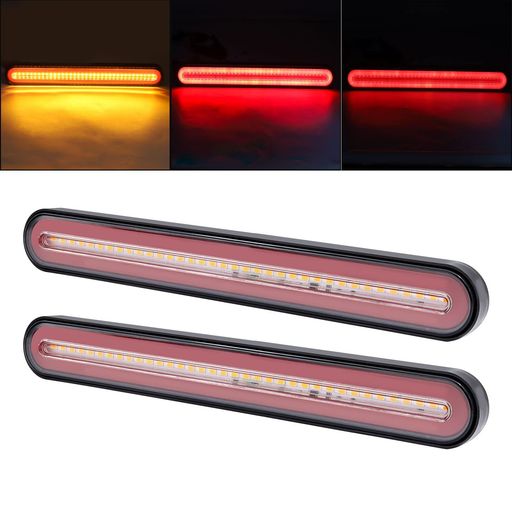 Tail Lamp - Aolingトレーラーテールライト12Vトラックテールランプ126LEDブレーキスモールウインカートラクター軽トラバックランプリアライト汎用赤面発光黄シーケンシャル2個セット