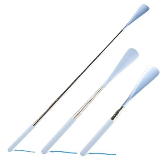 [TONG YUE] 靴べら 携帯 伸縮可能 ロング 靴ベラ おしゃれ 軽量 耐久性テンレス 29-71cm 男性 女性 子供 高齢者用 くつべら (Blue)
