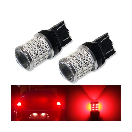 T20ダブルLEDブレーキバルブレッドT20ダブルノーマル球7443LEDテールランプストップランプウェッジ球赤色DC9-30V12V車用54連SMDチップ1200LM爆光無極性ポン付け取付簡単2個入り