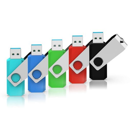Flash Memory - RAOYIUSBメモリ64GBUSB3.0超高速データ転送フラッシュドライブ5個セット読取り最大90MB/s回転式カラフル(青緑赤黒水色)ストラップホール付き