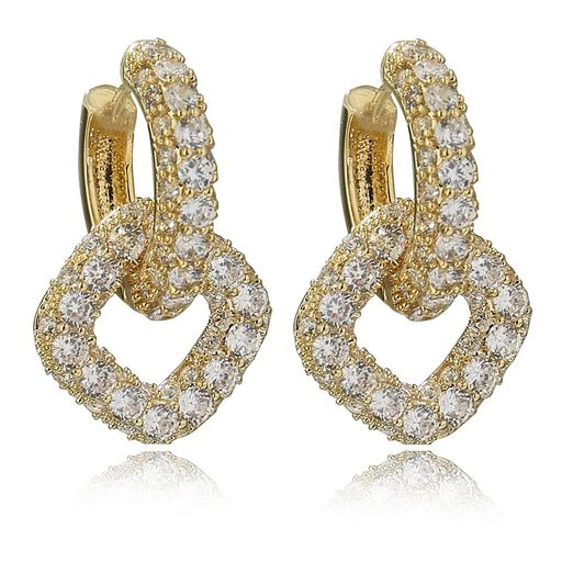 VICAKER Zirconia Ring, Square Shape, Simple Design, Sparkling Fashion Earrings, Popular, Hypoallergenic, 18K Gold, Earrings for Women