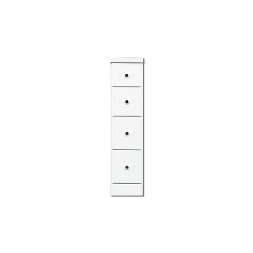 Baby Wardrobes - アルファタカバ隙間収納スリムチェスト2.5cm刻み木製チェスト日本製国産幅20cm4段20cm幅4段ソピアホワイト(取っ手:シルバータイプ)
