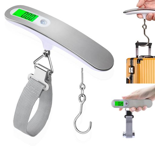 荷物旅行はかり携帯式デジタルスケール便利軽量旅行用荷物はかり電子はかりフックベルト両用最大50kgまで量れる(シルバー)