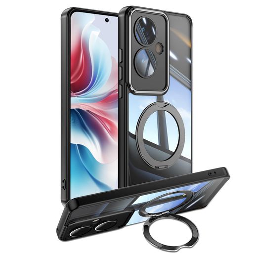 樂天商城 - [ShinKin]スマホケースOppoReno11A5G用ケースカバー透明PC+TPU素材ケースリング付きカバースタンド機能スマホケース透明レンズフィルム保護機能付き強化された保護携帯電話のレンズフィルム…