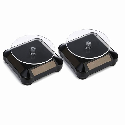 uniwin回転台ターンテーブル小型ソーラーバッテリー両用可(黒2pcs)