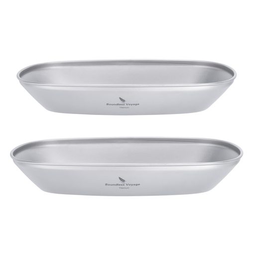 BoundlessVoyageチタン皿割れない錆びない軽量直火OK食器自宅アウトドアプレートキャンプテーブルウェアプレートメッシュ収納バッグ付き(小皿+大皿セットTi1143T)