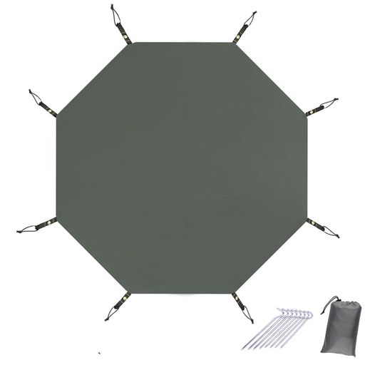 Farflyテントシートグランドシート八角防水アウトドアキャンプ軽量厚手ワンポールテント用コンパクト持ち運び便利収納袋つきペグ付き385x385cm