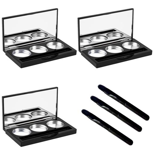 メイクパレットアイシャドウケース3個入旅行用アイシャドウコンテナ空のアイシャドウパレット空リップパレット詰め替え小分け容器空ケースコスメ用詰替え容器鍋ミラー付き粘着紙付き