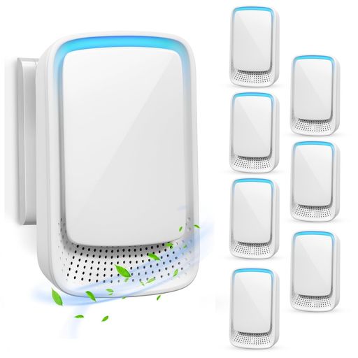 空気清浄機マイナスイオン小型除菌脱臭機消臭静音コンセント式プラグフィルター交換不要人体無害ペット部屋トイレペットトイレ家庭用除塵におい・花粉症対策白【8個セット】