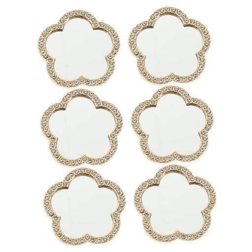 Yardwe6個花形ミニ鏡スマホ用カメラミラー貼り付け簡単美容アクセサリ自撮り用ミラーポケットコンパクトメイク直しに便利携帯電話ケース用ゴールドカラー